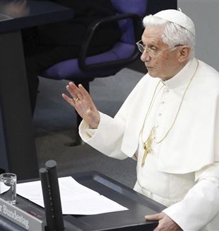 Paus Benedictus XVI gedurende zijn toespraak tot de Duitse Bondsdag, 22 September 2011