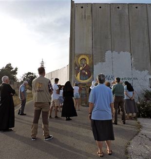 Ian Knowles' icoon van 'Onze Lieve Vrouw die muren neerhaalt' in Bethlehem (Catholic Press Photo)