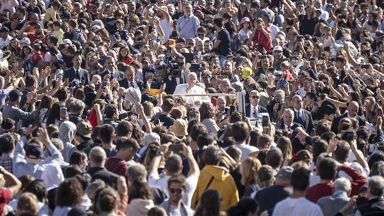 Paus Franciscus bij de audiëntie aan CL op 15 Oktober 2022 (Roberto Masi/Fraterniteit CL)