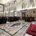 Paus Leo XIV tijdens de plenaire vergadering van de Reünie van Hulporganisaties voor de Oosterse Kerken (©Vatican Media/Catholic Press Photo)